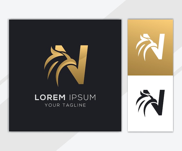  Letter n with luxury abstract eagle logo template