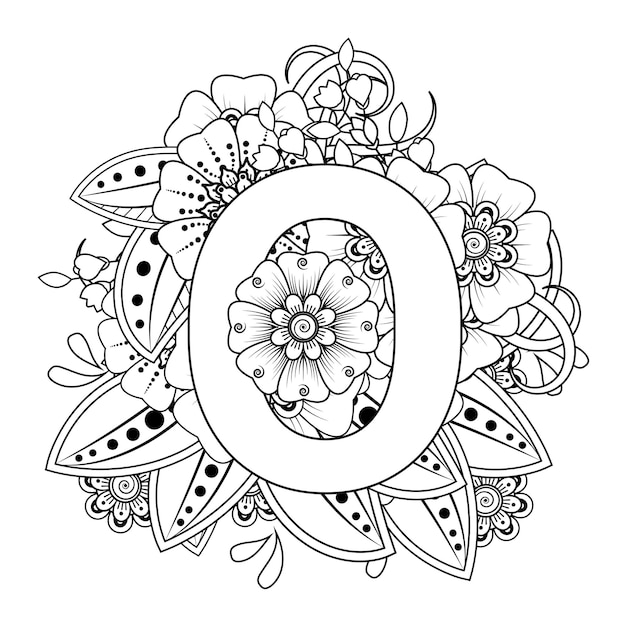 Premium Vector | Letter o with mehndi flower decorative ornament in ...