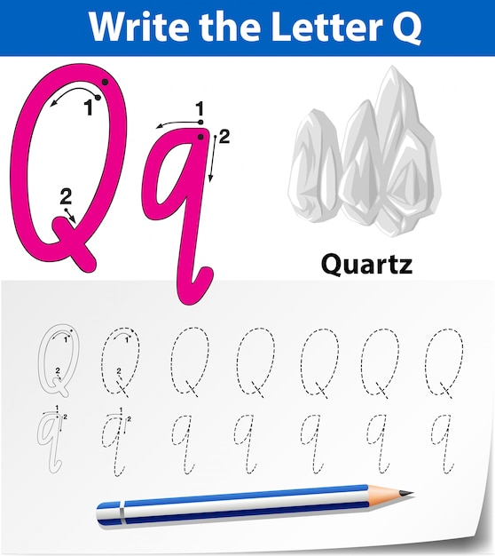 letter q tracing alphabet worksheets premium vector