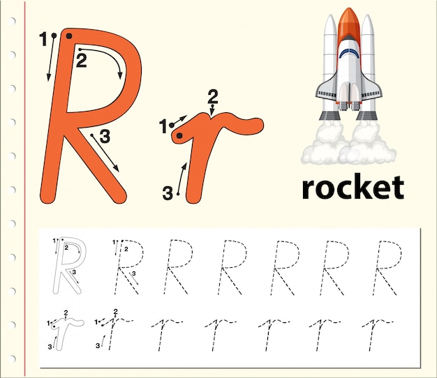 premium vector letter r tracing alphabet worksheets