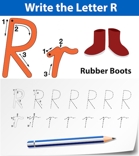 Download Letter r tracing alphabet worksheets | Premium Vector