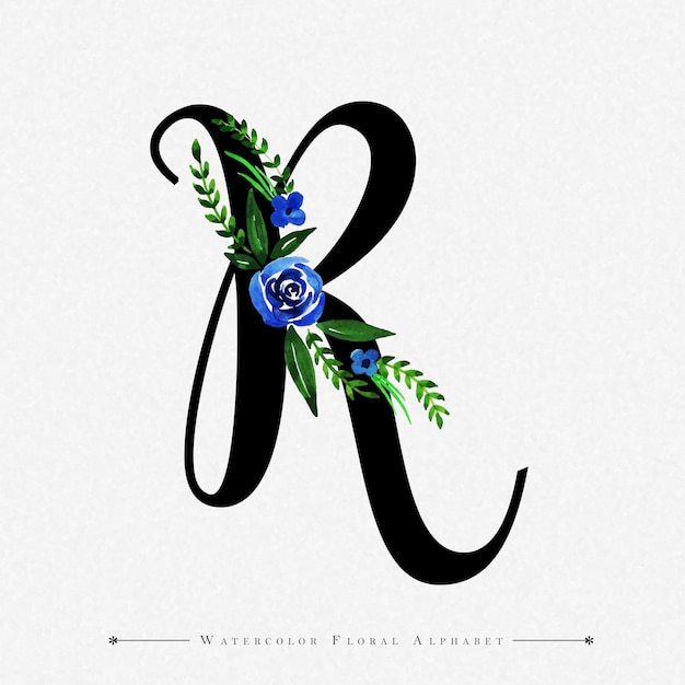 Download Letter r watercolor floral background | Premium Vector