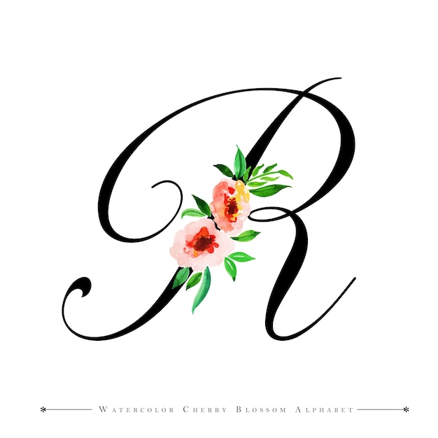 Download Premium Vector | Letter r watercolor floral background