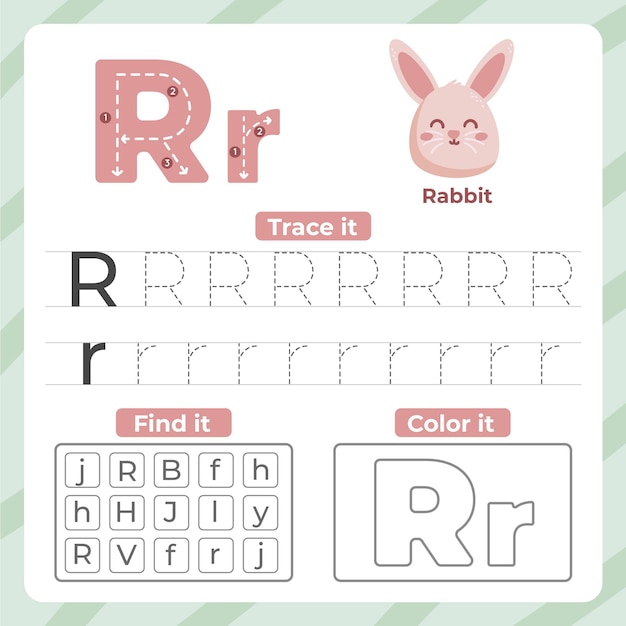 free-vector-letter-r-worksheet-with-rabbit