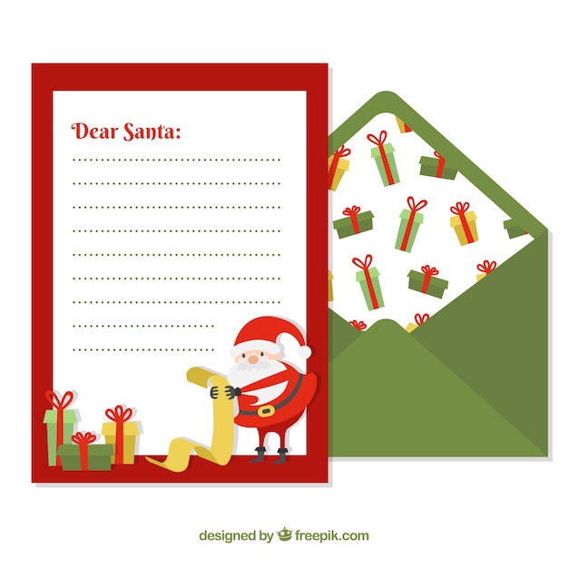 Download Letter to santa in a red frame and green envelope Vector ...