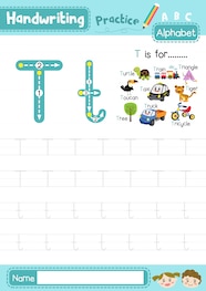 Premium Vector Letter T Uppercase And Lowercase Tracing Practice 