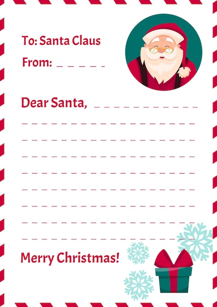 Premium Vector | Letter template to santa claus children christmas wish ...