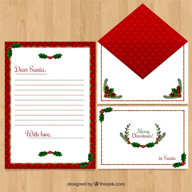 Download Free Vector | Letter template with typical christmas ...
