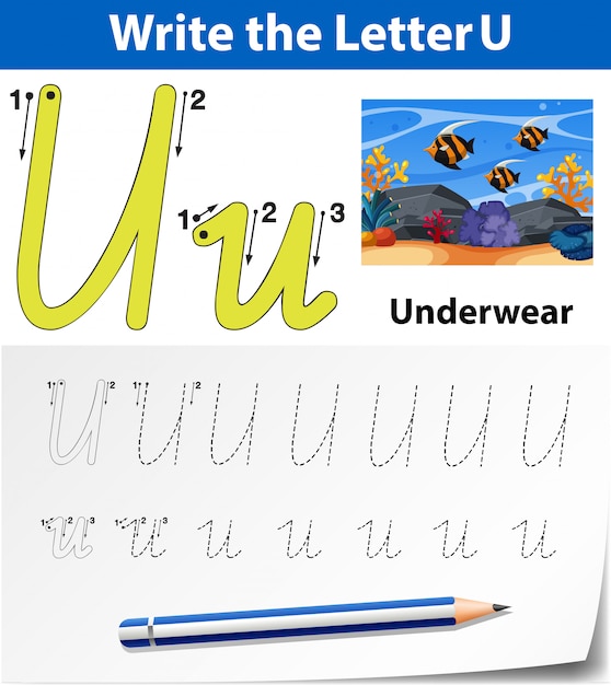 premium vector letter u tracing alphabet worksheets