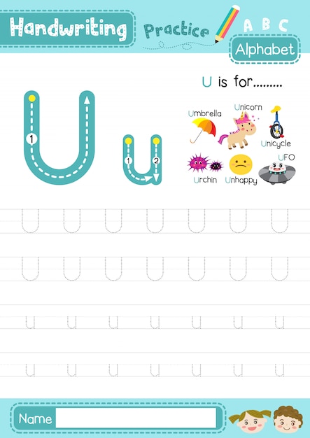 premium vector letter u uppercase and lowercase tracing