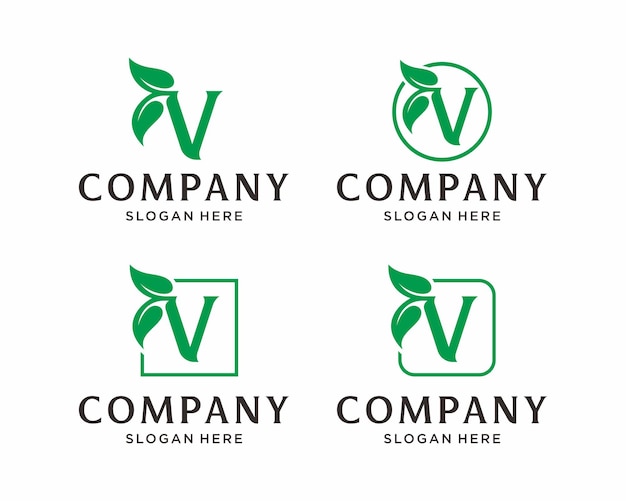 Premium Vector | Letter v with leaf logo design