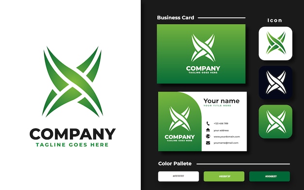 Letter x logo template and business card Premium Vector