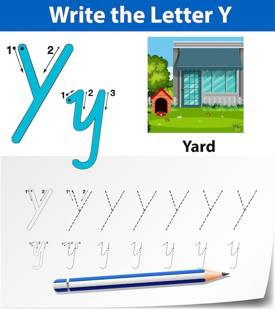 premium vector letter y tracing alphabet worksheets