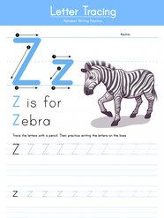 Premium Vector Letter Z Tracing Animal Alphabet Z For Zebra