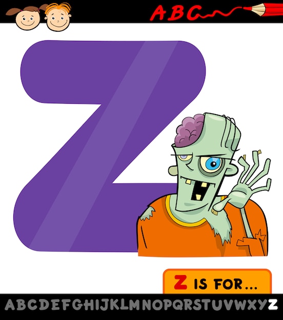 Premium Vector | Letter Z For Zombie Cartoon Illustration