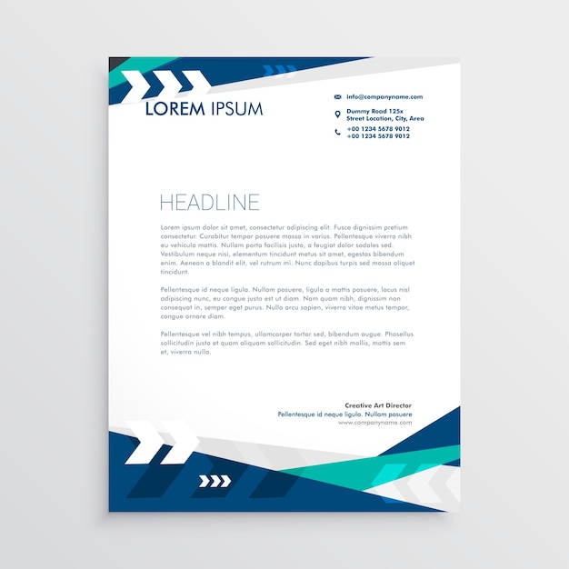 Download Free Letterhead Design With Blue Geometric Shapes And Arrow Free Vector Use our free logo maker to create a logo and build your brand. Put your logo on business cards, promotional products, or your website for brand visibility.