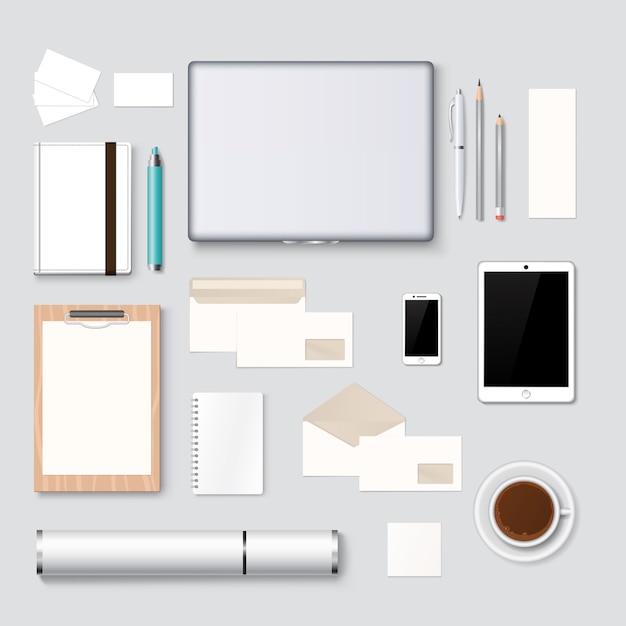 Letterhead and web design mockup template background Premium Vector