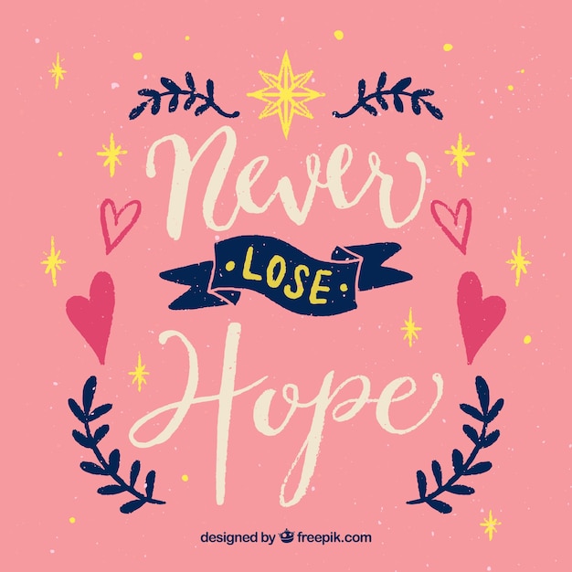 Lettering background with emotive message and ornaments Free Vector Lettering background with emotive message and ornaments Free Vector
