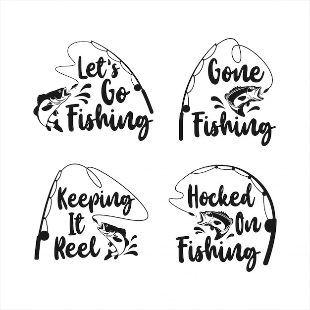 Download Lettering fishing logo design collection | Premium Vector