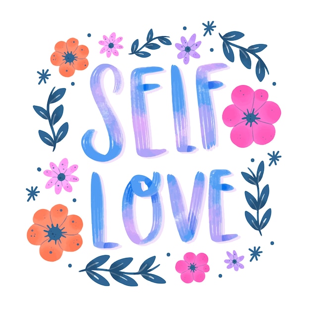 Download Lettering flowers self love Vector | Free Download
