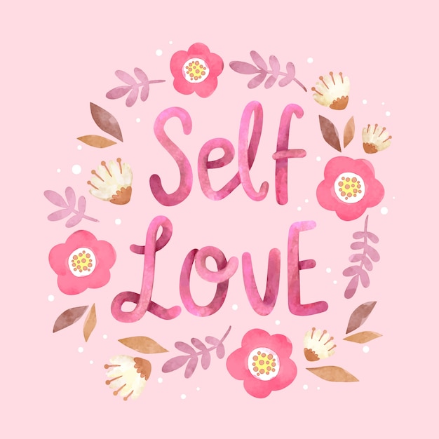 Download Free Vector | Lettering flowers self love
