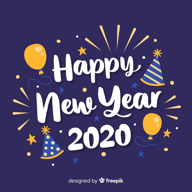 Freepik Lettering Happy New Year With Balloons Vector For Free