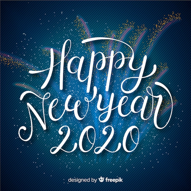 Free Vector | Lettering happy new year 2020