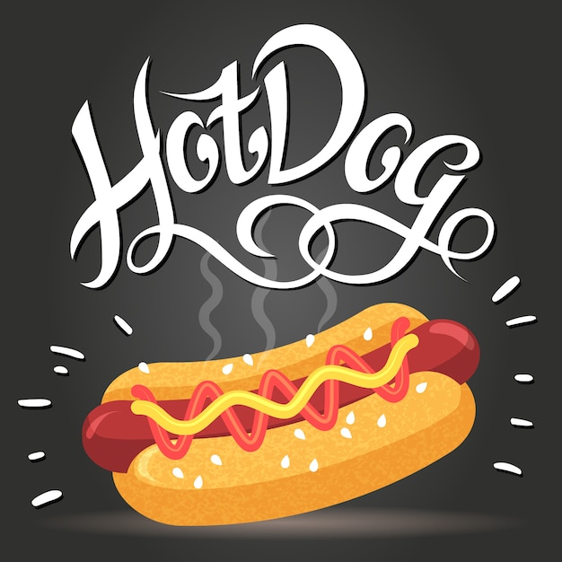 Premium Vector | Lettering hot dog - fast food poster