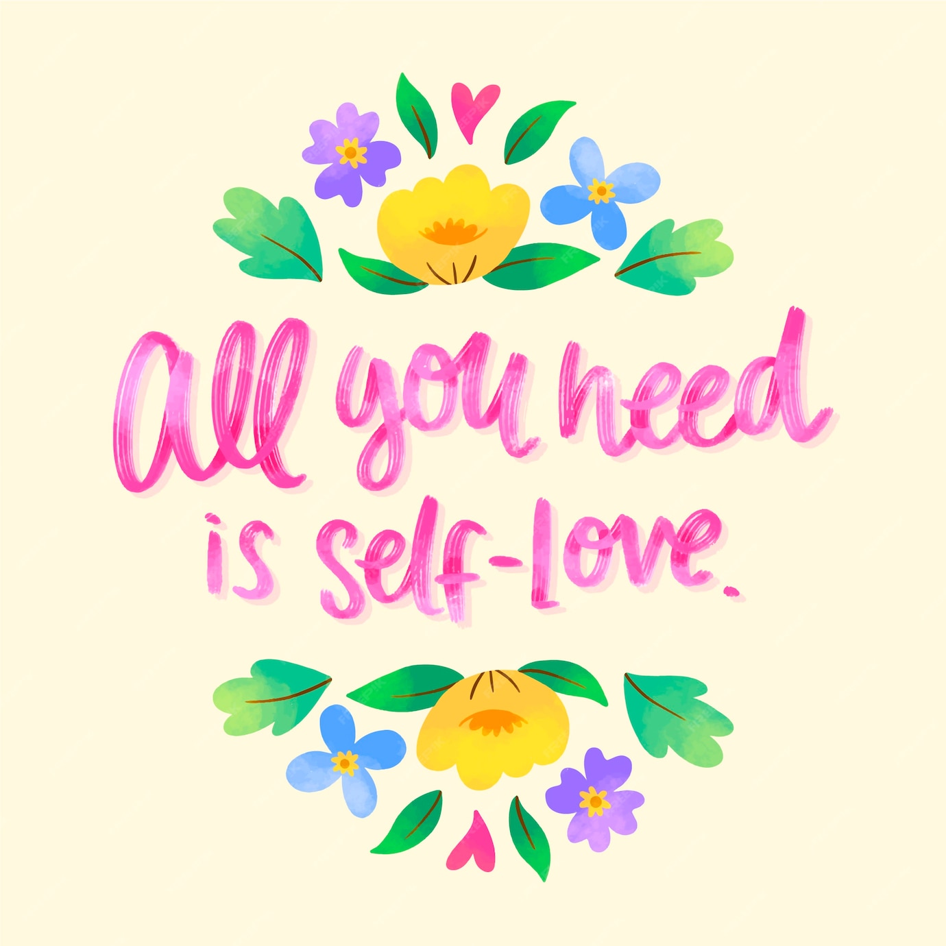 Free Vector | Lettering self love with flowers