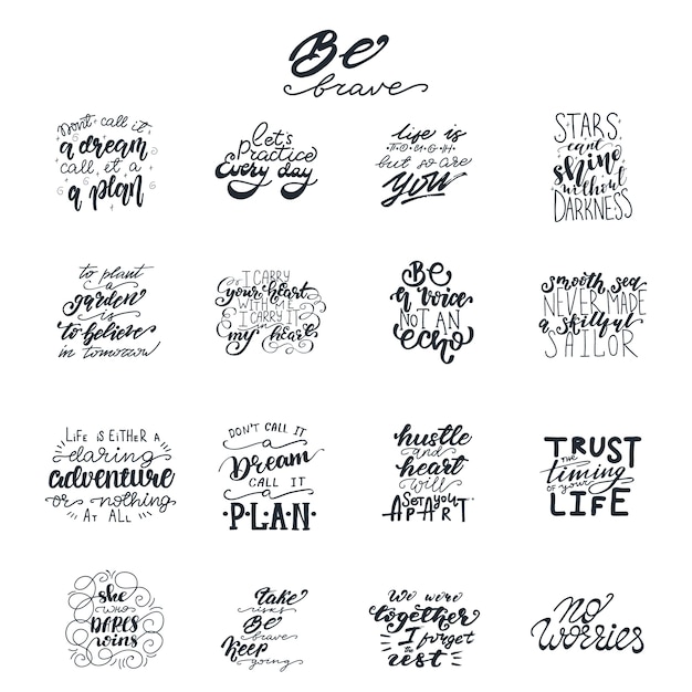 Premium Vector Lettering Set With Motivational Phrases Vector