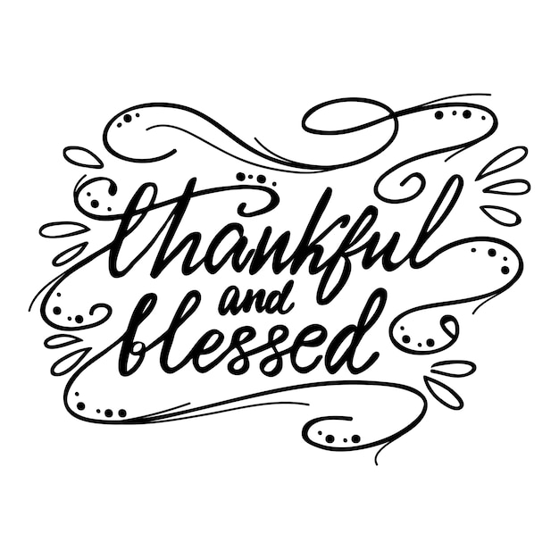 Download Lettering thankful and blessed. vector illustration ...