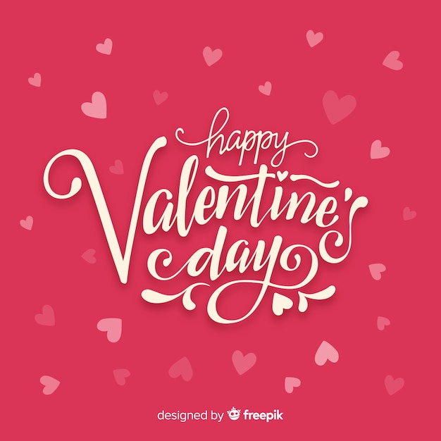 Happy Valentines Day Pretty Lettering Free Vector