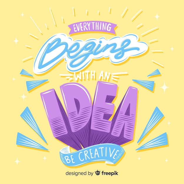 Lettering with quote for creativity Free Vector