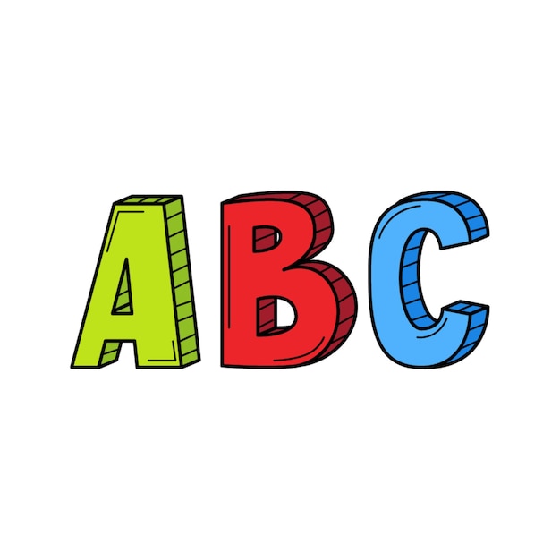 Premium Vector | The letters abc in doodle style. hand-drawn colorful ...