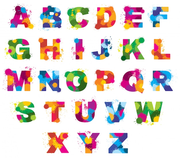 Premium Vector | Letters alphabet painted by color ...
