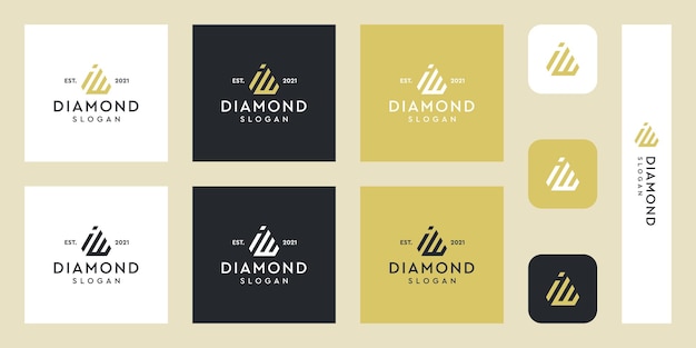 Download Premium Vector | Letters i and w monogram logo with abstract diamond shapes premium vectors