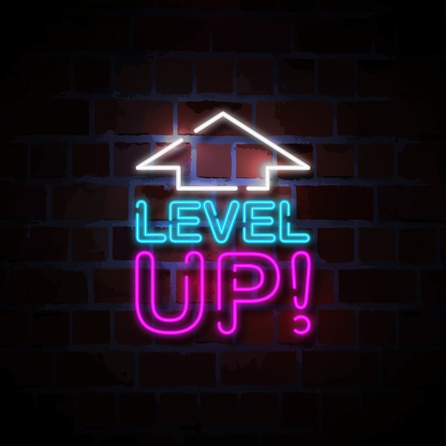 Premium Vector | Level up neon sign illustration