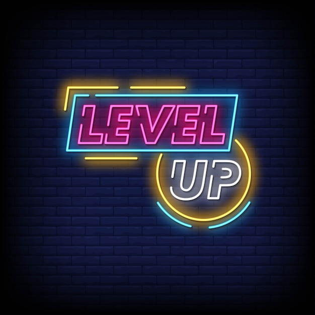 Premium Vector Level Up Neon Signs Style Text