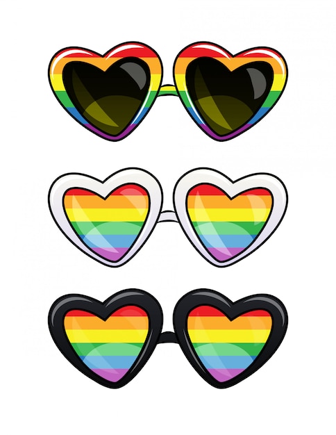 Download Lgbt poster of a glasses in plastic frame. set of heart ...