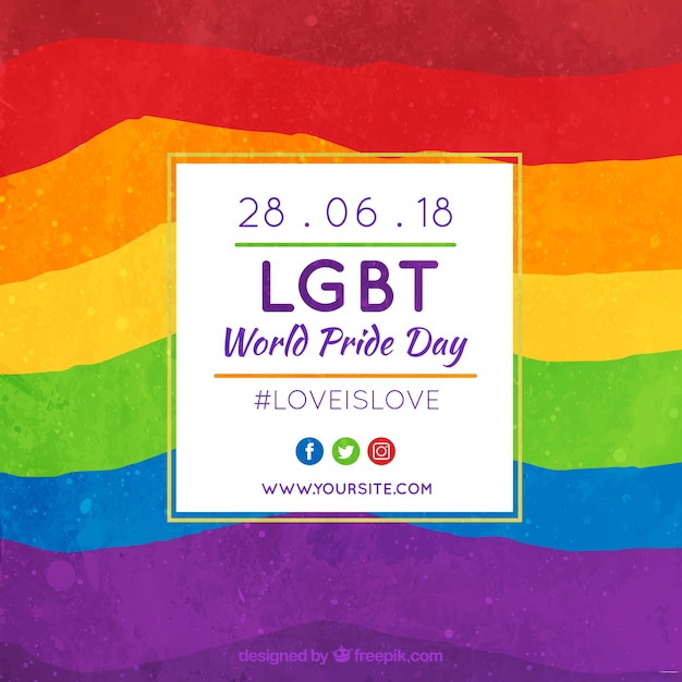 Lgbt pride background with many colors Free Vector