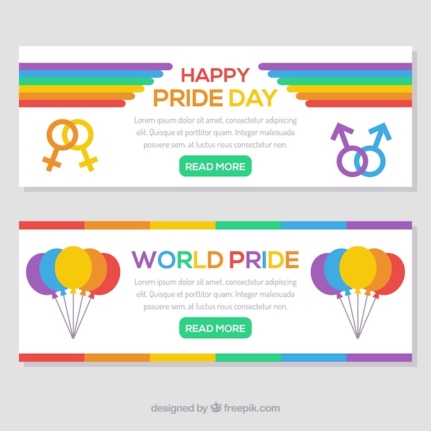 Free Vector Lgbt Pride Banners In Flat Style 7590