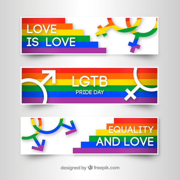 Free Vector Lgbt Pride Banners With Many Colors 3156