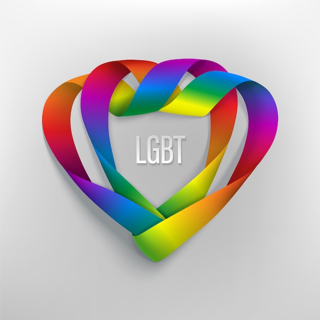 Premium Vector Lgbt Pride Month Banner With Rainbow Ribbons In Heart