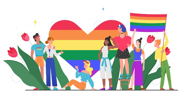 Premium Vector | Lgbt pride month concept illustration. cartoon young ...