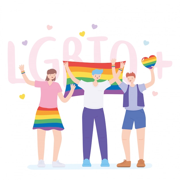 Premium Vector Lgbtq Community Celebrating Group People With Rainbow