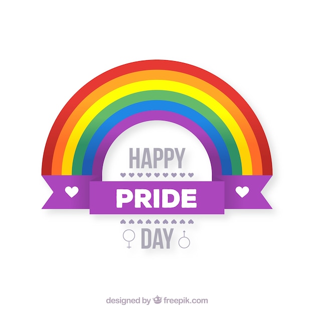 Lgtb pride background with flat rainbow Free Vector