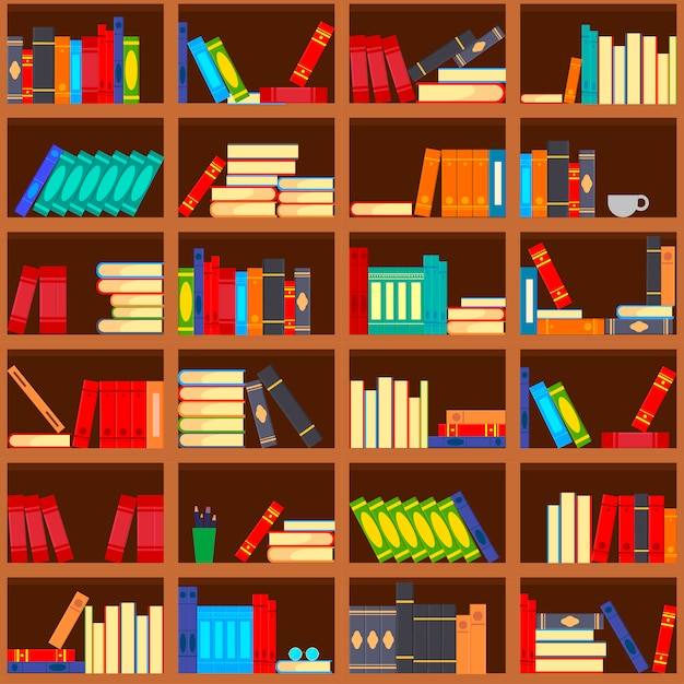 Premium Vector | Library book shelf seamless