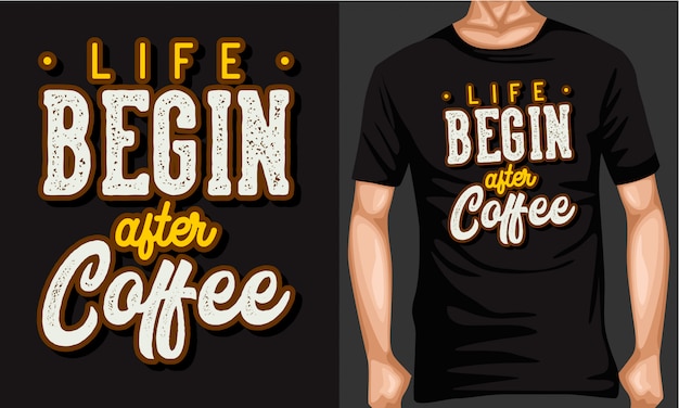 Premium Vector | Life begin after coffee lettering typography