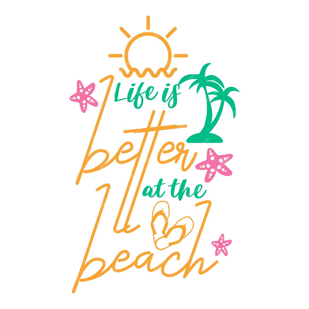 Premium Vector | Life is better at the beach lettering typography