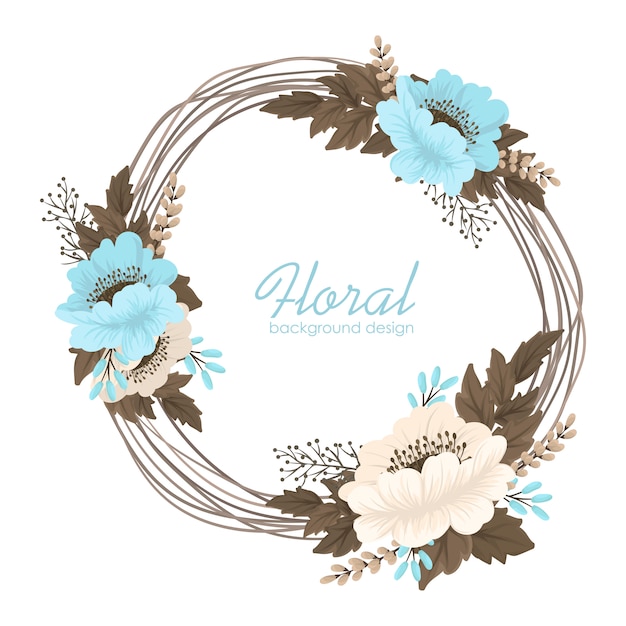 Download Light blue floral wreath border Vector | Premium Download